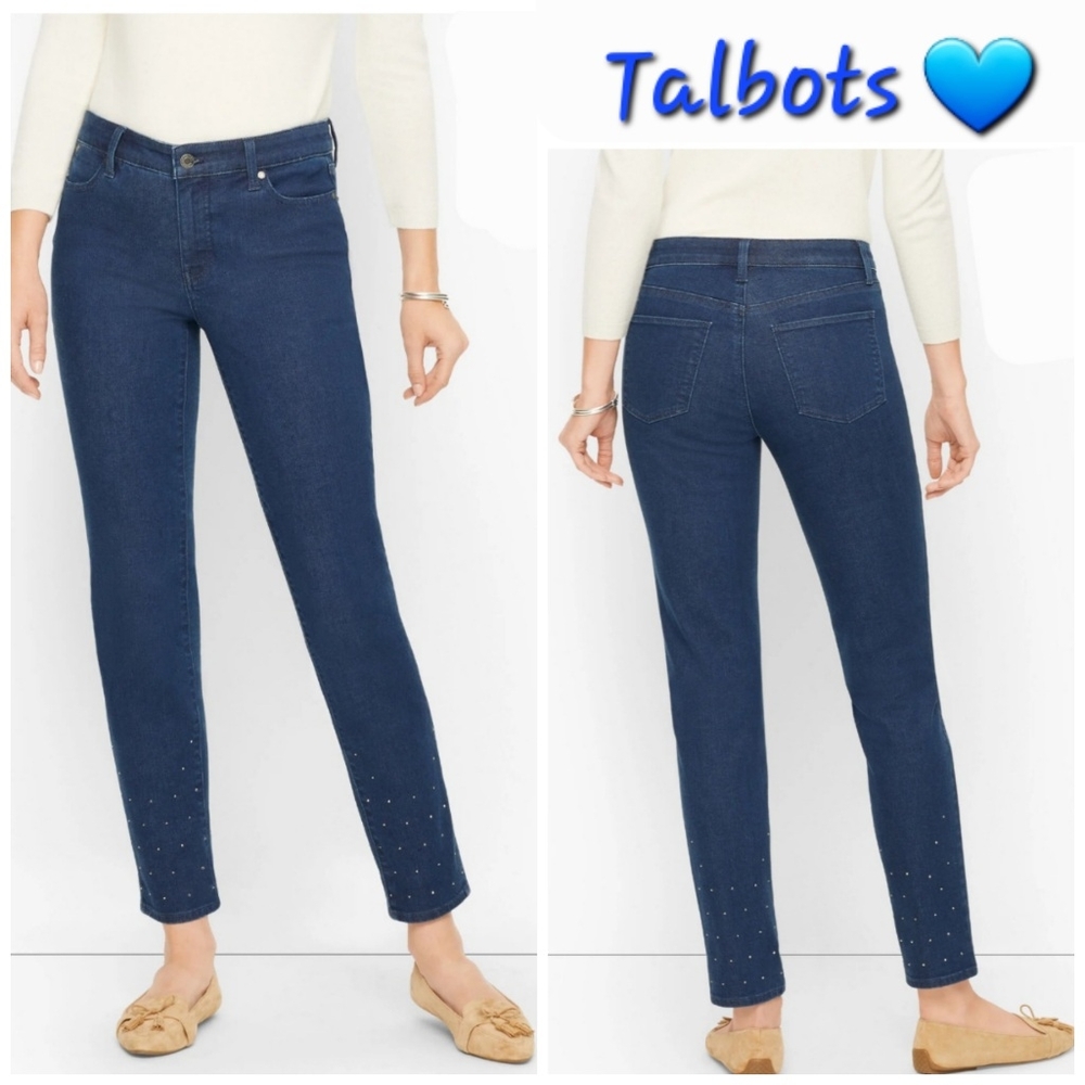 🥳FINAL PRICE👍👖NWT‼️ Beautiful Talbots brand Crystal Hem Slim Ankle Jeans